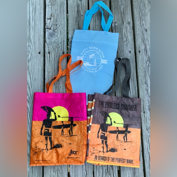 2/$10 Reusable Shopping Grocery Bags Beach Endless Summer Print Kitty Hawk Kites - Picture 1 of 13